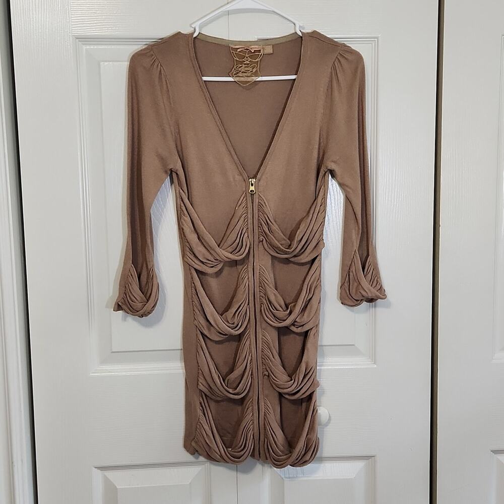 Twelve By Twelve Los Angeles Women's Brown 3/4 Sleeve Tunic Sweater Dress Med